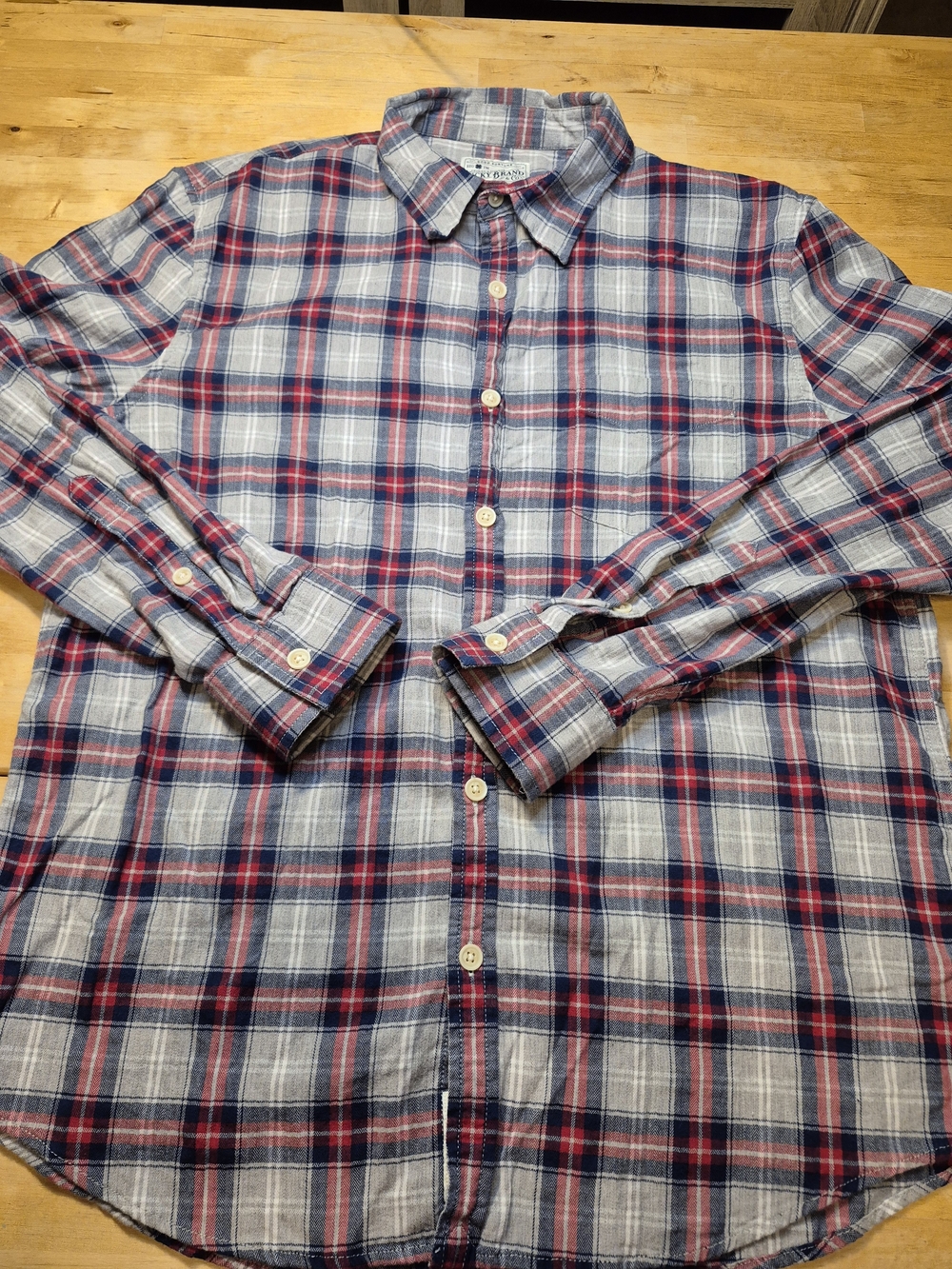Lucky Brand Red, Blue & White Plaid Long-Sleeve Button Shirt